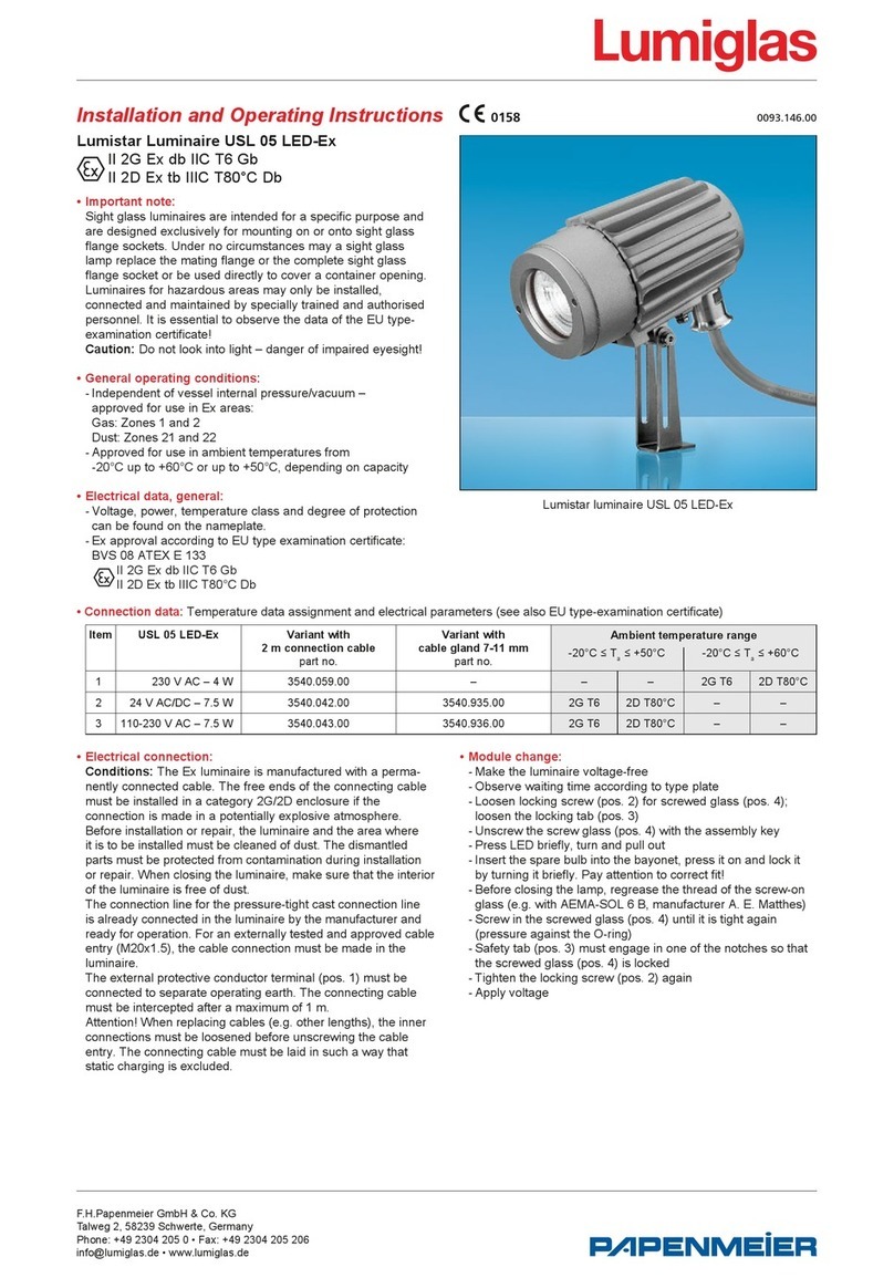 Papenmeier Lumiglas Lumistar USL 05 LED-Ex Installation and operating instructions