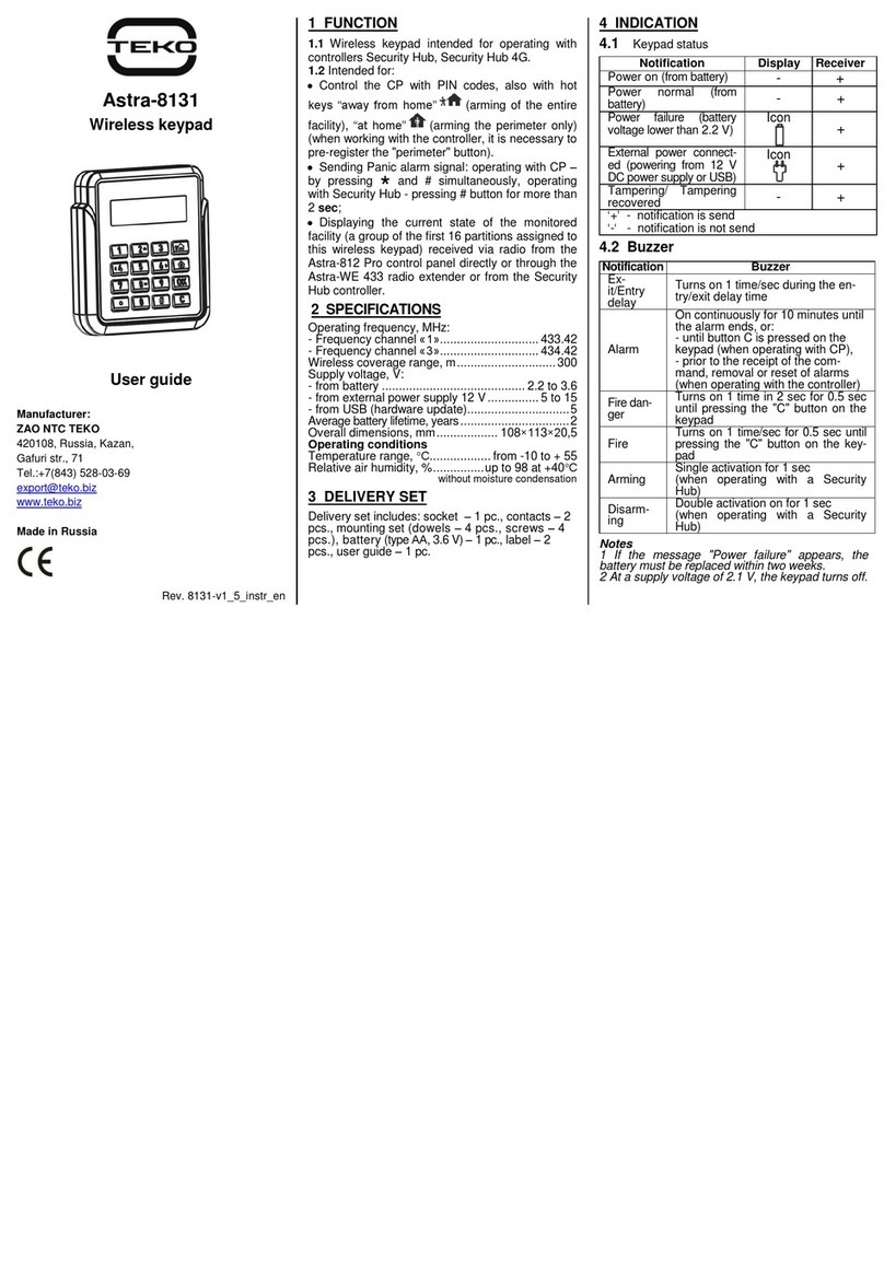 teko Astra-8131 user guide