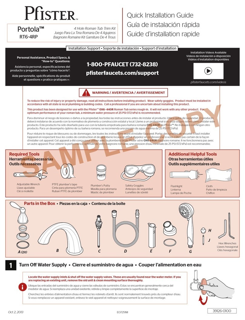 Pfister Portola RT6-4RPK Quick installation guide