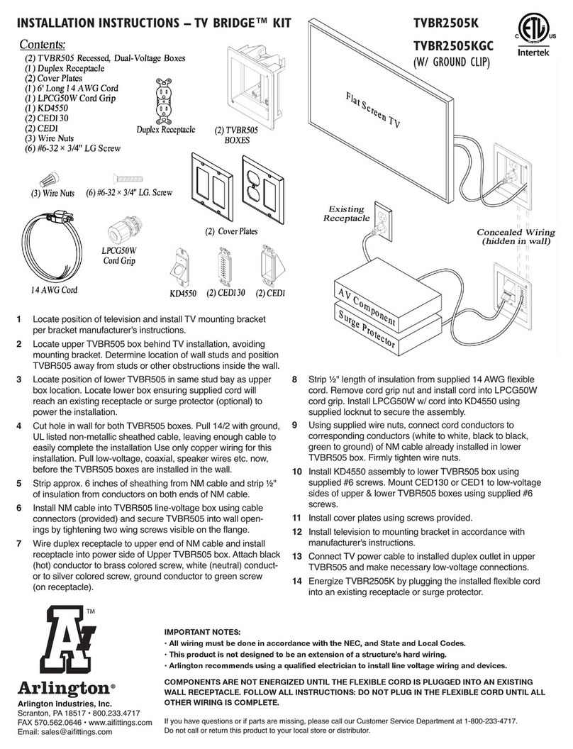 Arlington TVBR2505K installation instructions