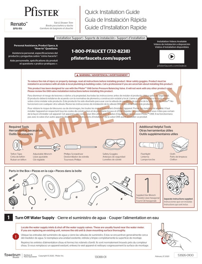 Spectrum Brands Pfister Renato 8P8-RN Quick installation guide