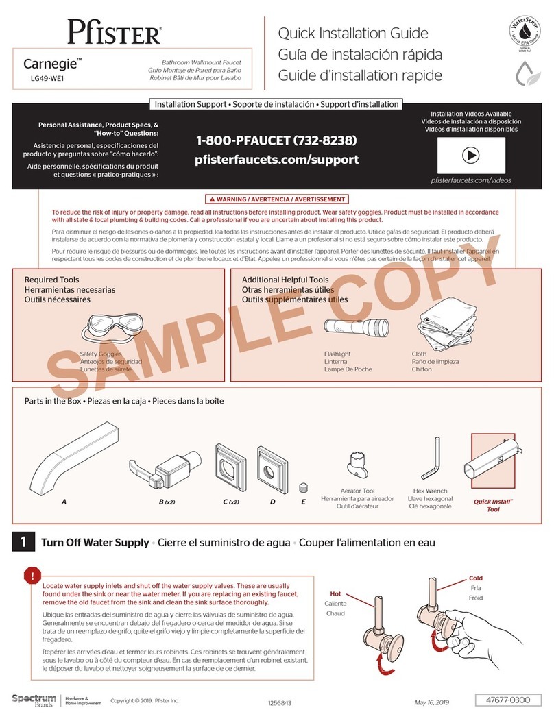 Spectrum Brands Pfister Carnegie LG49-WE1 Quick installation guide Spectrum Brands Pfister Carnegie LG49-WE1 Quick installation guide
