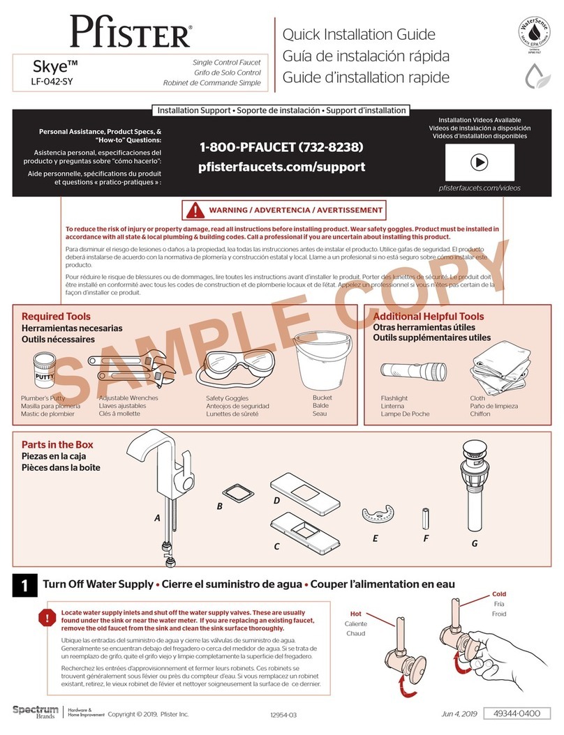 Spectrum Brands Pfister Skye LF-042-SY User manual