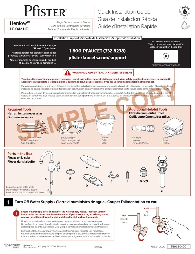 Spectrum Brands Pfister Henflow LF-042-HE Quick installation guide