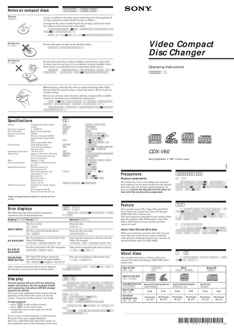 Sony CDX-V60 User manual