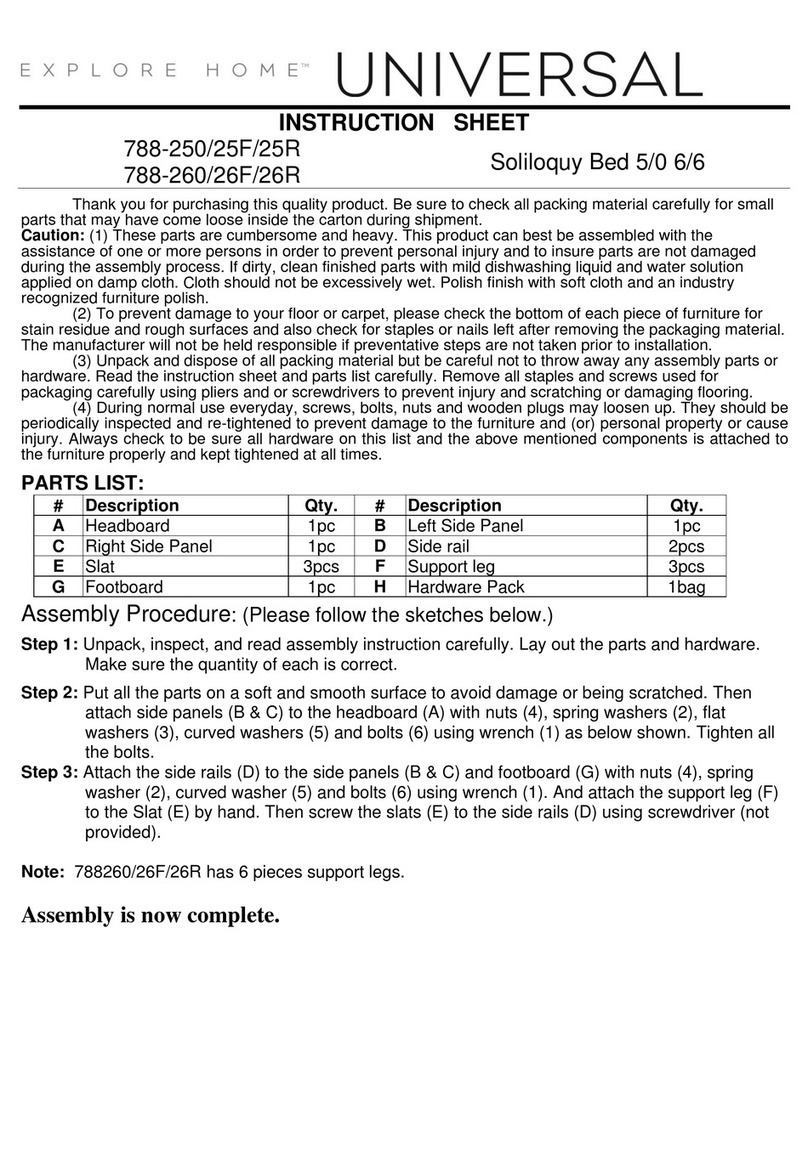 Universal EXPLORE HOME 788-250/25F/25R instruction sheet Universal EXPLORE HOME 788-250/25F/25R instruction sheet
