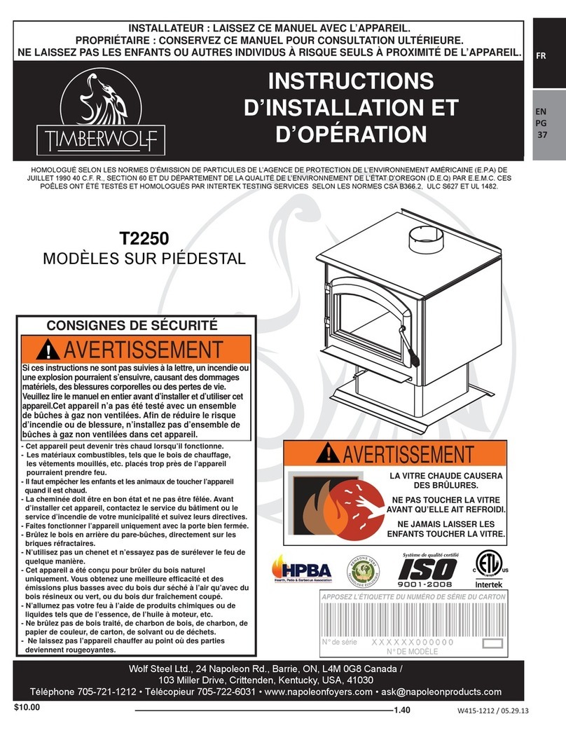 Napoleon TIMBERWOLF PEDESTAL T2250 Installation and operating instructions