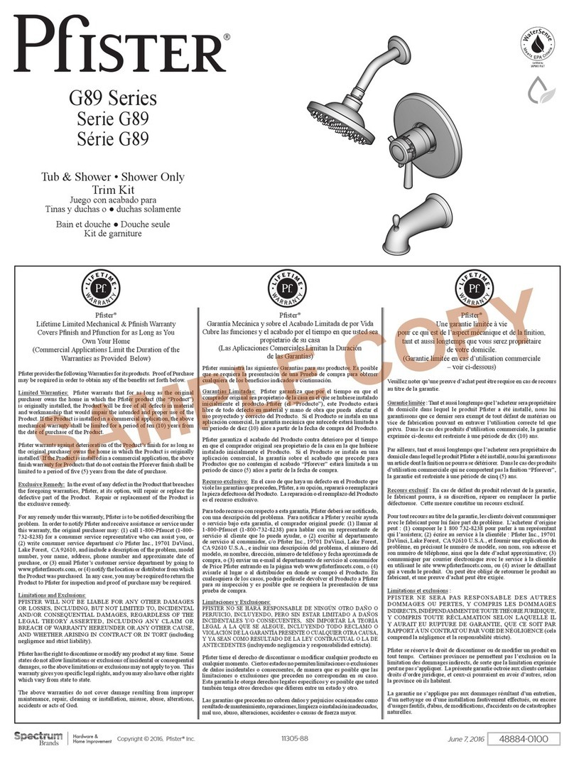 Spectrum Brands Pfister G89 Series User manual Spectrum Brands Pfister G89 Series User manual