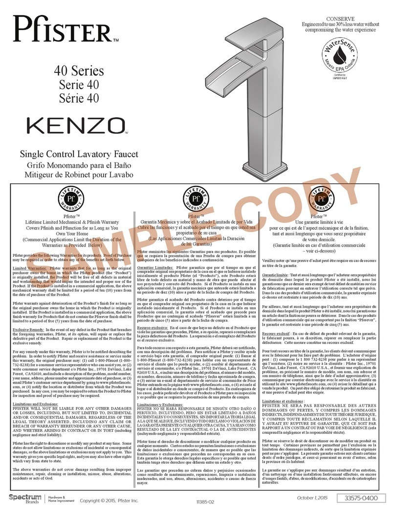 Spectrum Brands Pfister Kenzo 40 Series manual
