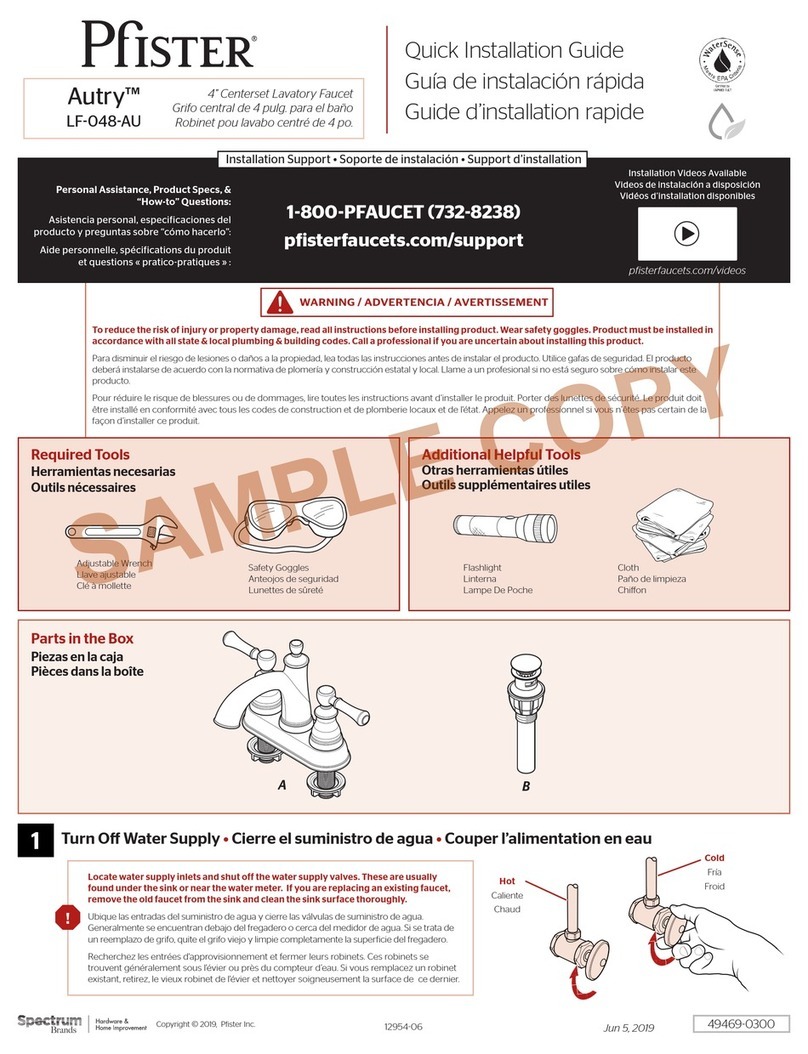 Spectrum Brands Pfister Autry LF-048-AU Quick installation guide