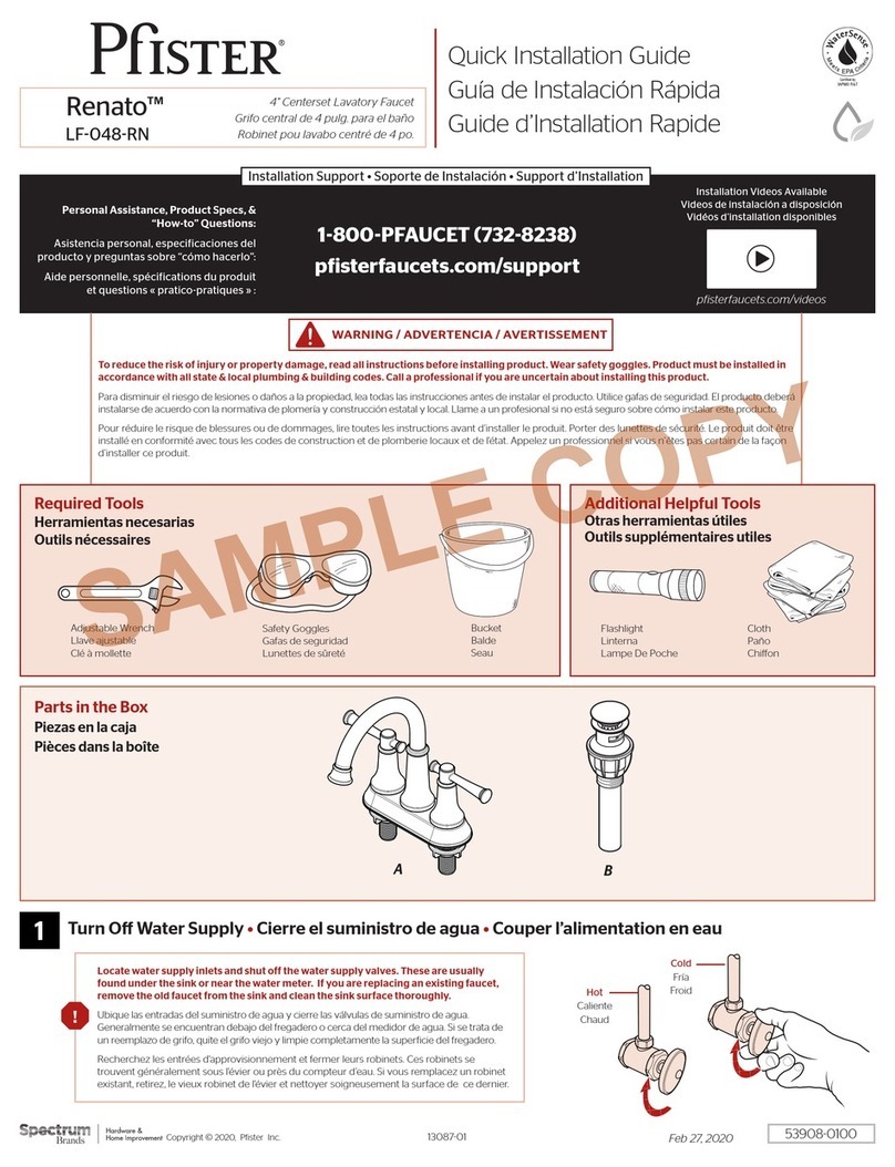 Spectrum Brands Pfister Renato LF-048-RN Quick installation guide