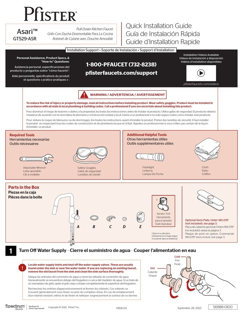 Spectrum Brands Pfister Asari GT529-ASR Quick installation guide