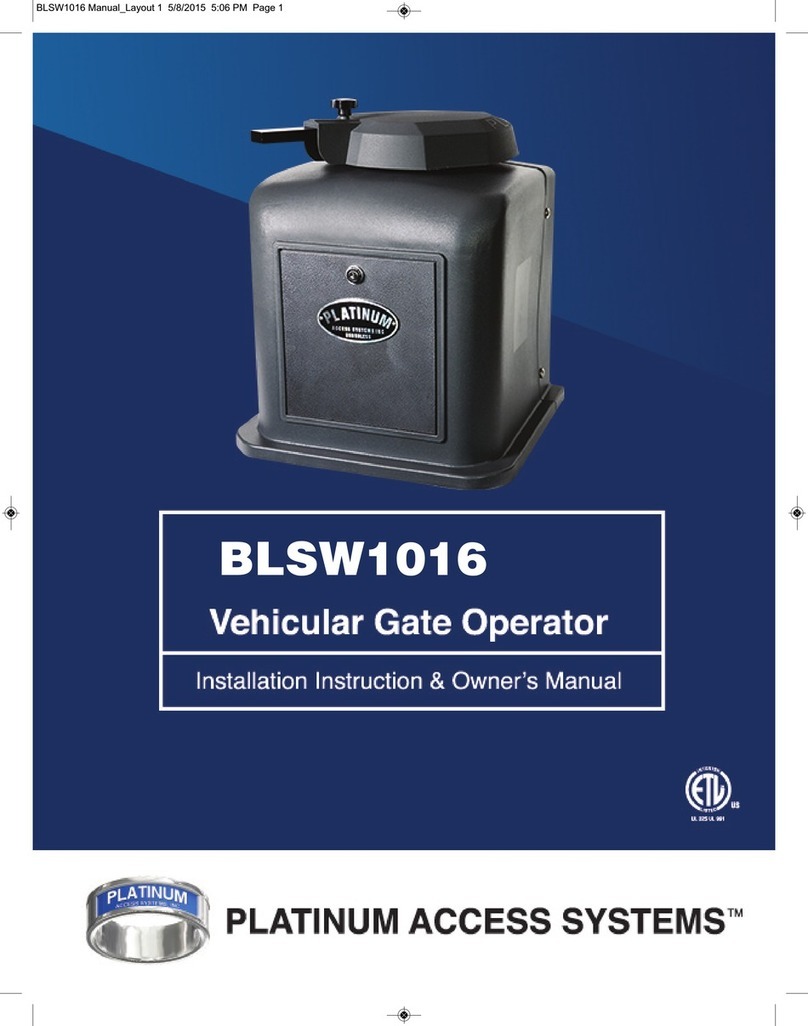 Platinum Access Systems BLSW1016-B Installation instructions & owner's manual