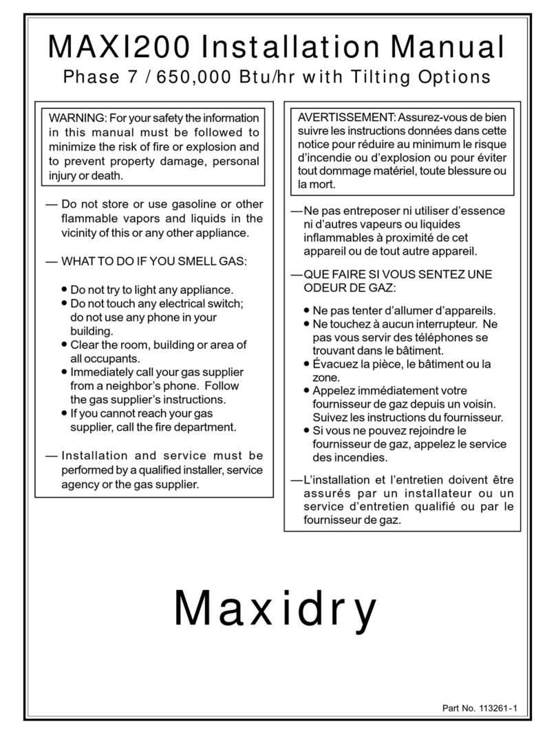 MAXIDRY MAXI200 installation manual
