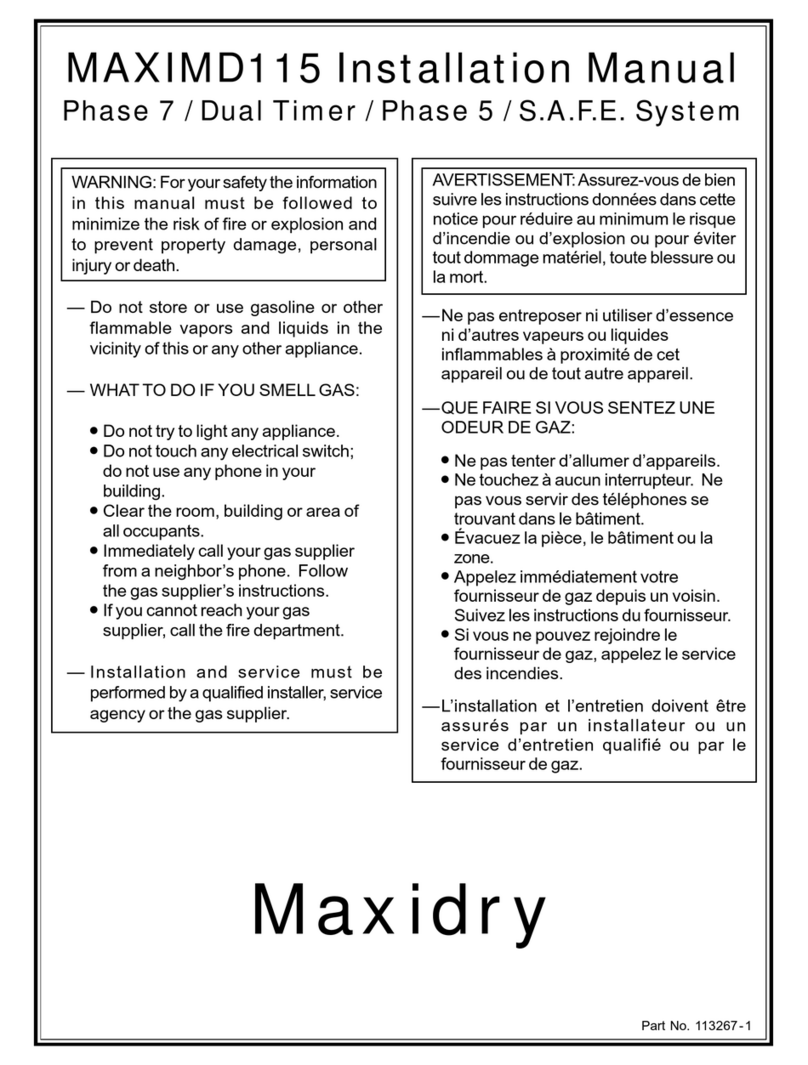 MAXIDRY MAXIMD115 installation manual