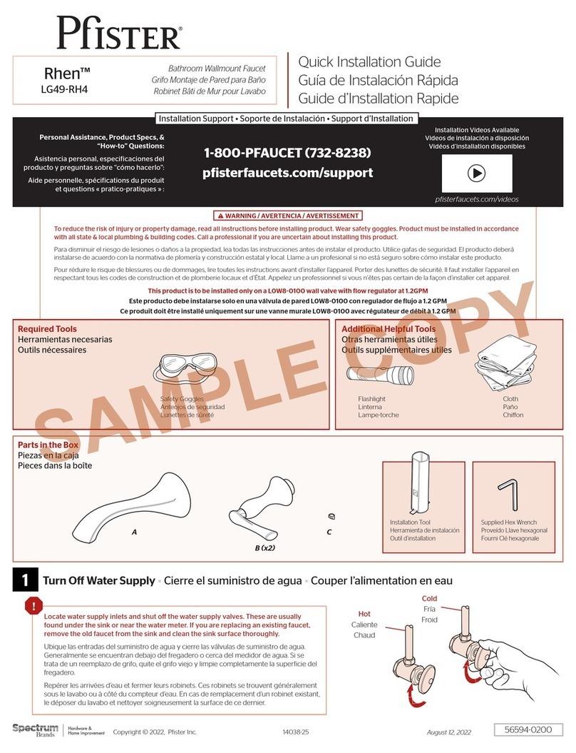 Spectrum Brands Pfister Rhen LG49-RH4 Quick installation guide