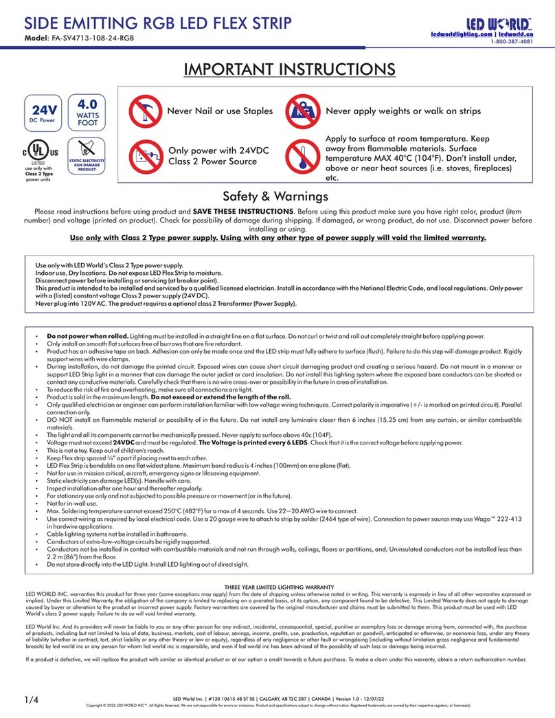 LED World FA-SV4713-108-24-RGB Important instructions