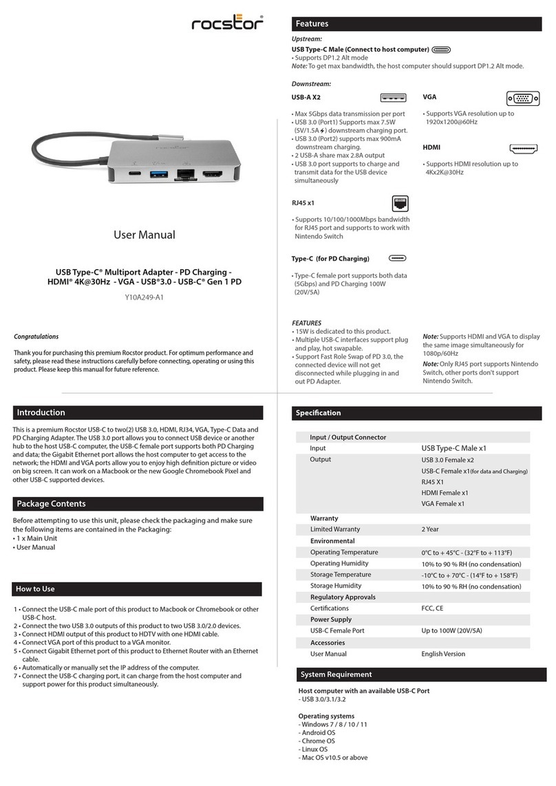 Rocstor Y10A249-A1 User manual