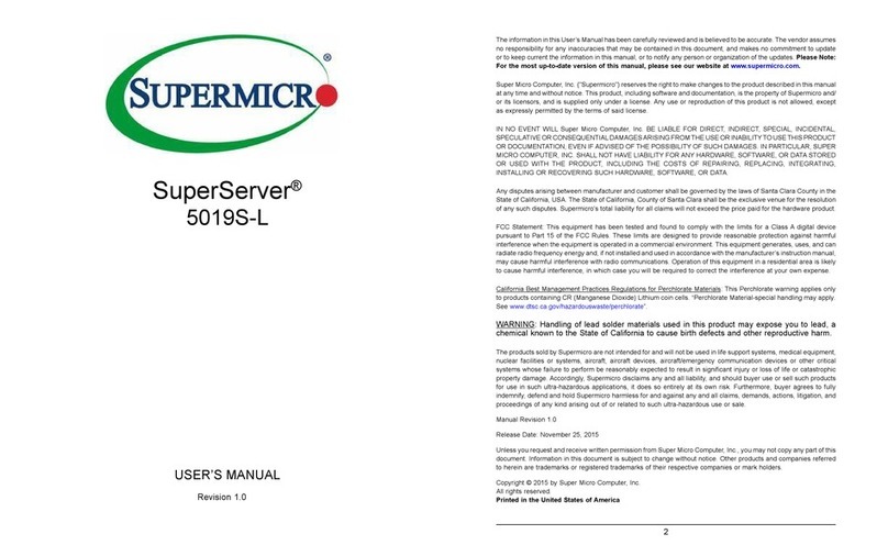 Supermicro SuperServer 5019S-L User manual