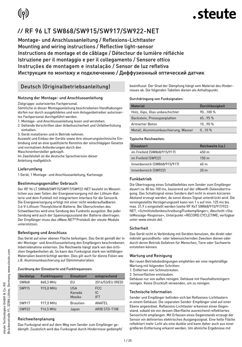 steute RF 96 LT SW868 Programming manual