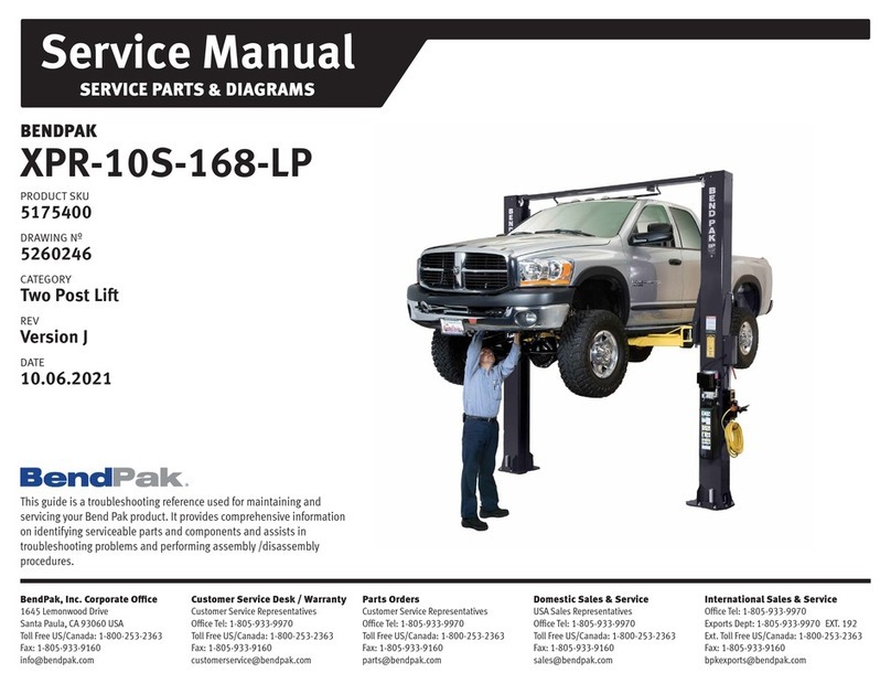 Bend-Pak XPR-10S-168-LP Service manual