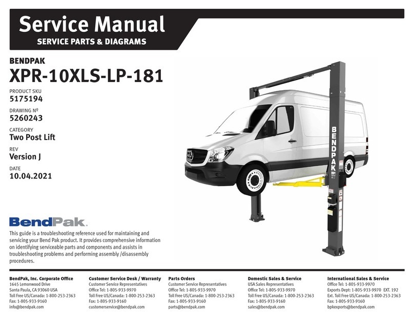 Bend-Pak XPR-10XLS-LP-181 User manual