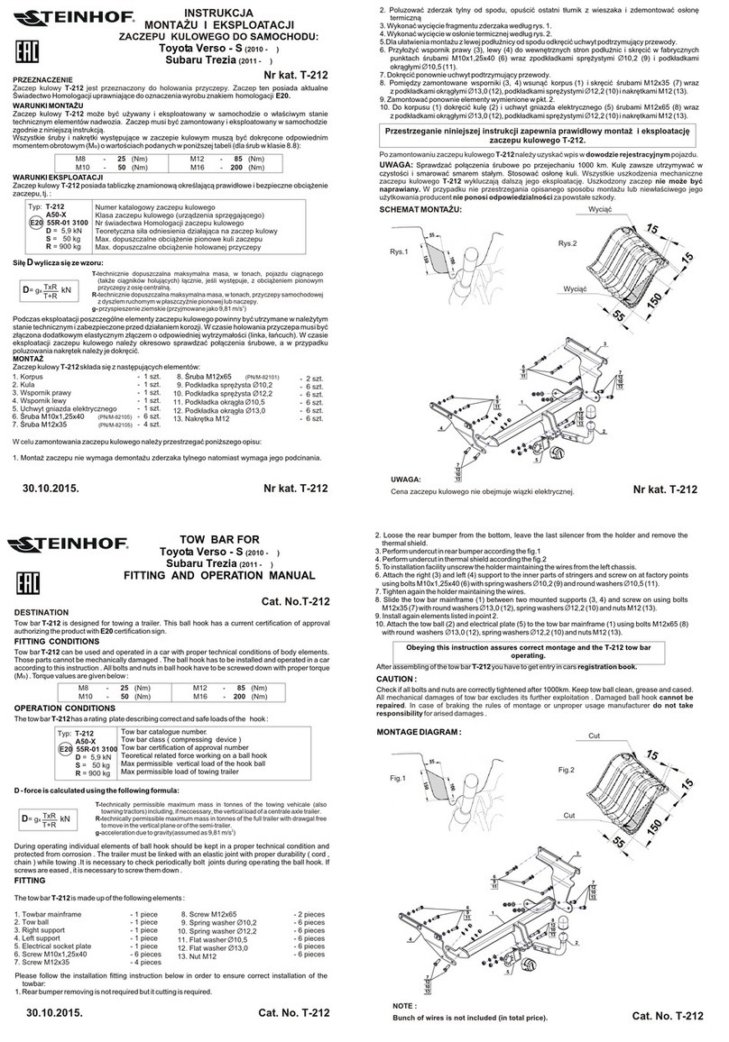 Steinhof T-212 Parts list manual