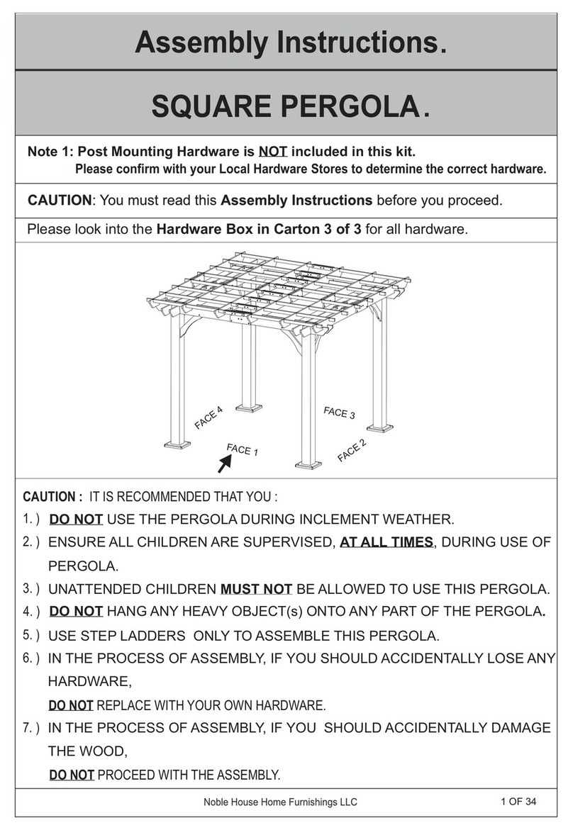 Noble House Home Furnishings SQUARE PERGOLA Assembly instructions