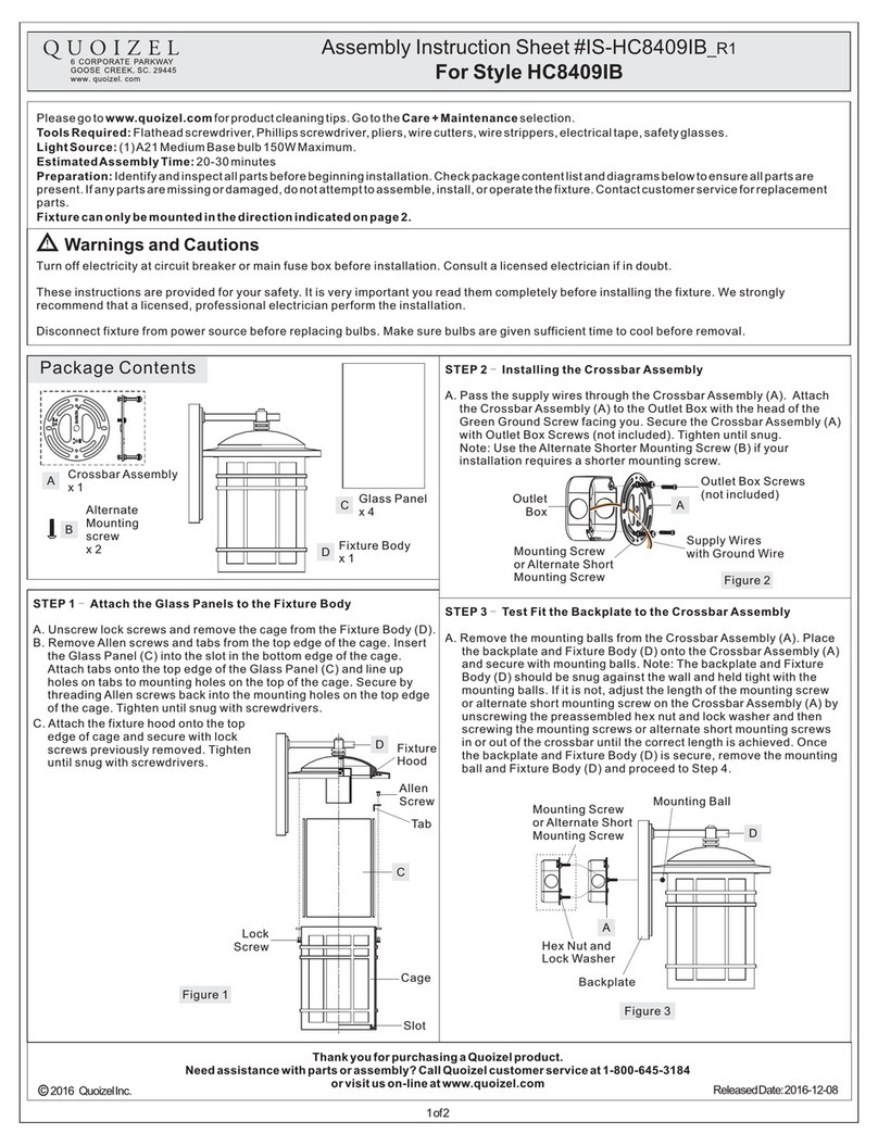 Quoizel HC8409IB Mounting instructions