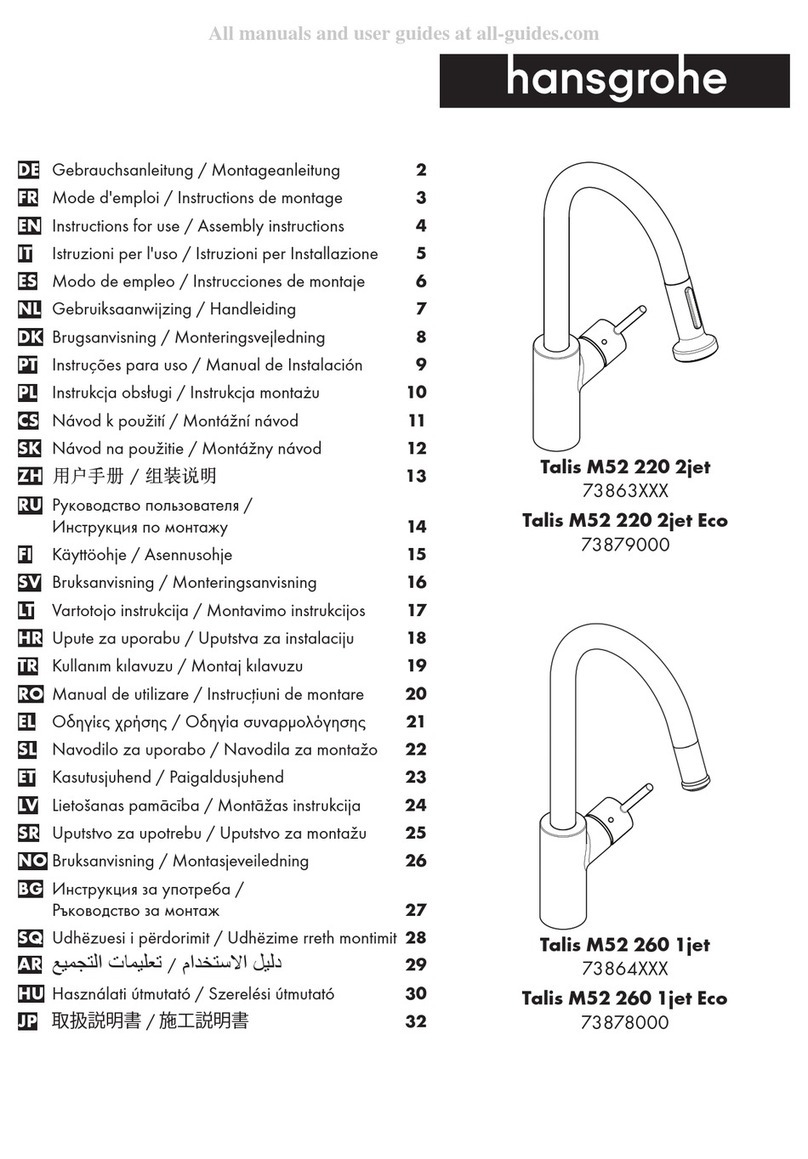 Hans Grohe Talis M52 220 2jet 73863 Series Assembly instructions