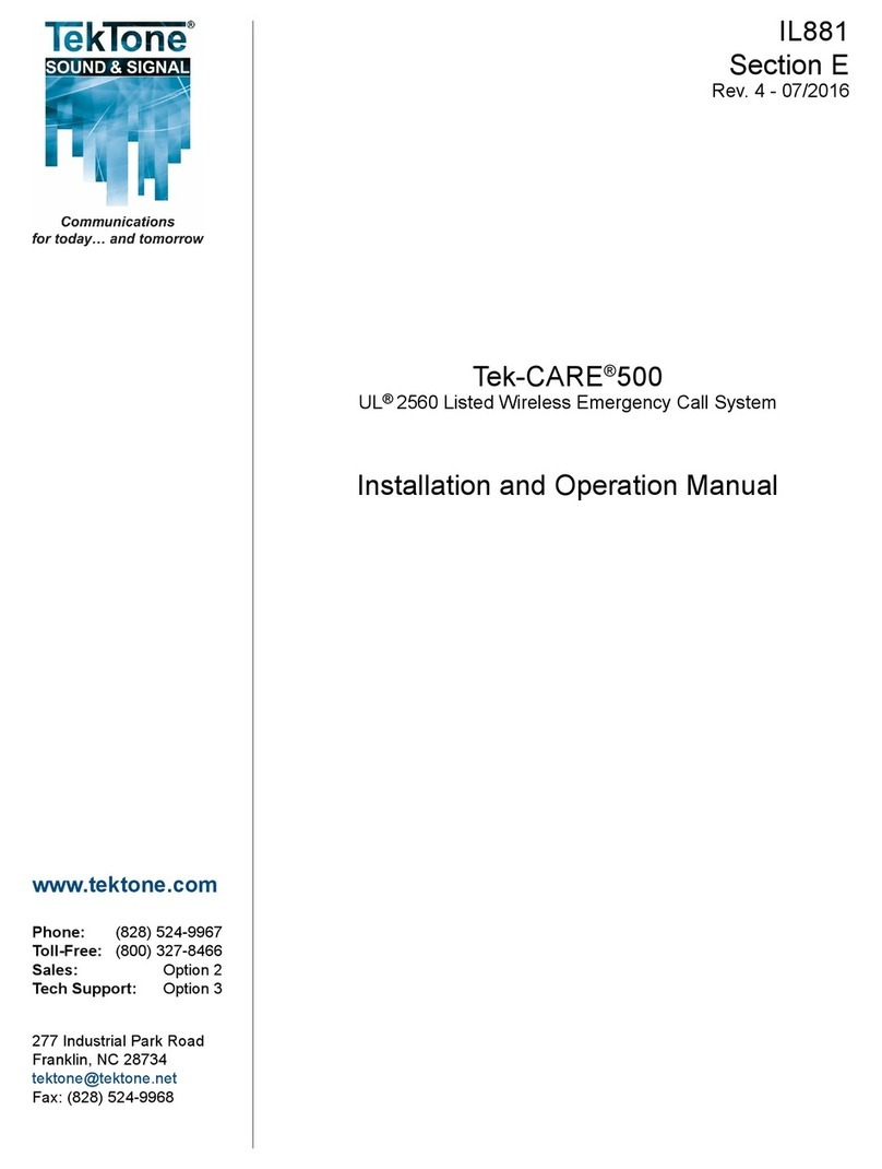 TekTone Tek-CARE 500 Installation and operation manual TekTone Tek-CARE 500 Installation and operation manual
