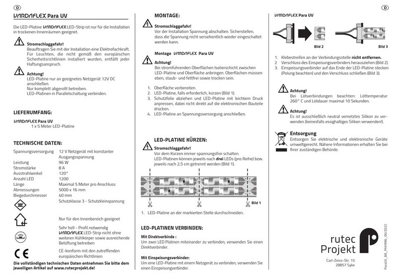 RUTEC VARDAFLEX Para UV quick start guide