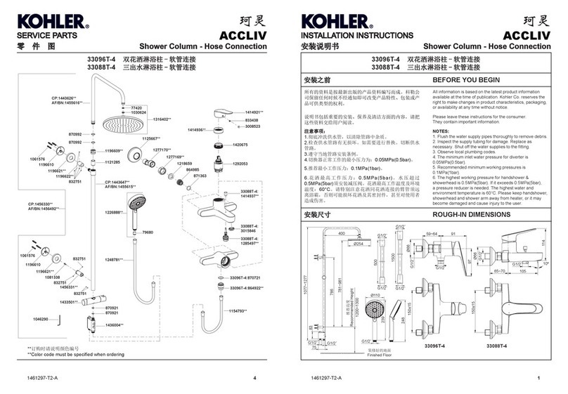 Kohler ACCLIV 33088T-4-CP User manual