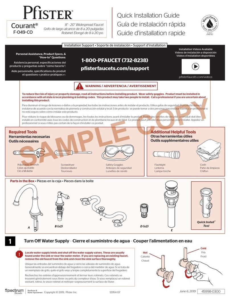 Spectrum Brands Pfister Courant F-049-CO Quick installation guide
