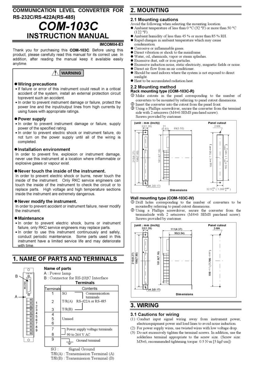 RKC INSTRUMENT COM-103C User manual