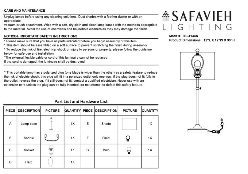 Safavieh Lighting WESTIN TBL4134A User manual Safavieh Lighting WESTIN TBL4134A User manual