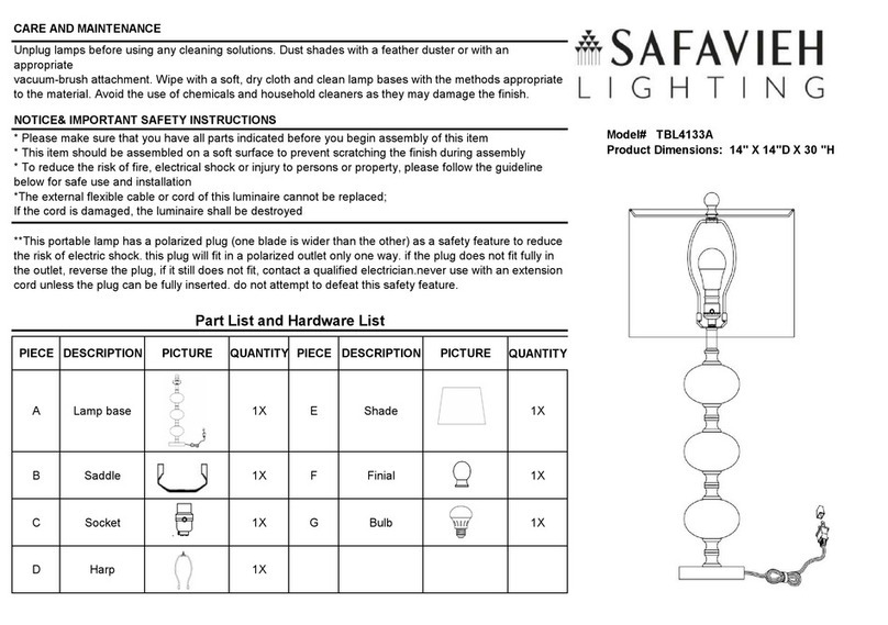 Safavieh Lighting MARCELO TBL4133A quick start guide