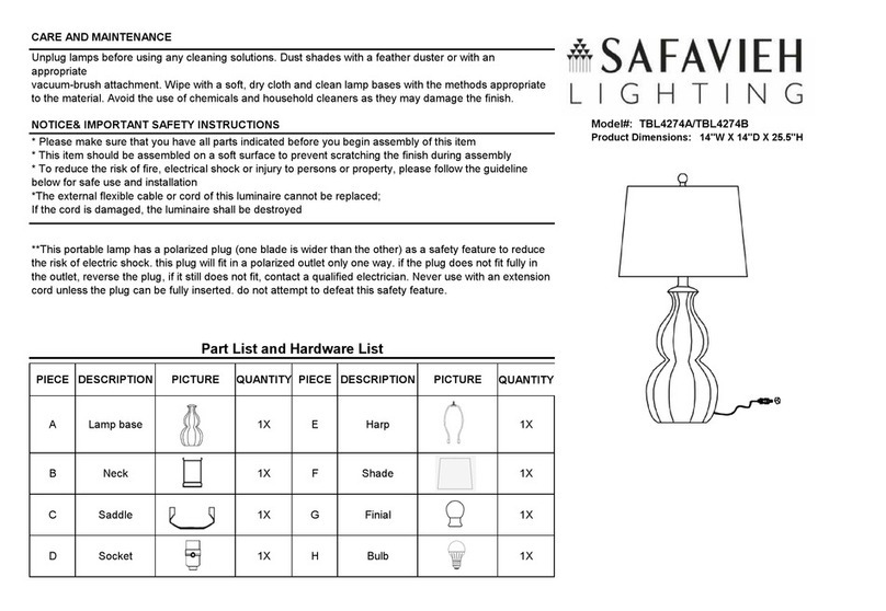 Safavieh Lighting WADE TBL4274A quick start guide