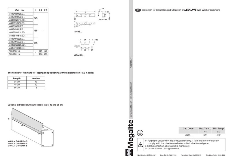 MegaLite LEDiLINE M485 Series Instructions for installation MegaLite LEDiLINE M485 Series Instructions for installation