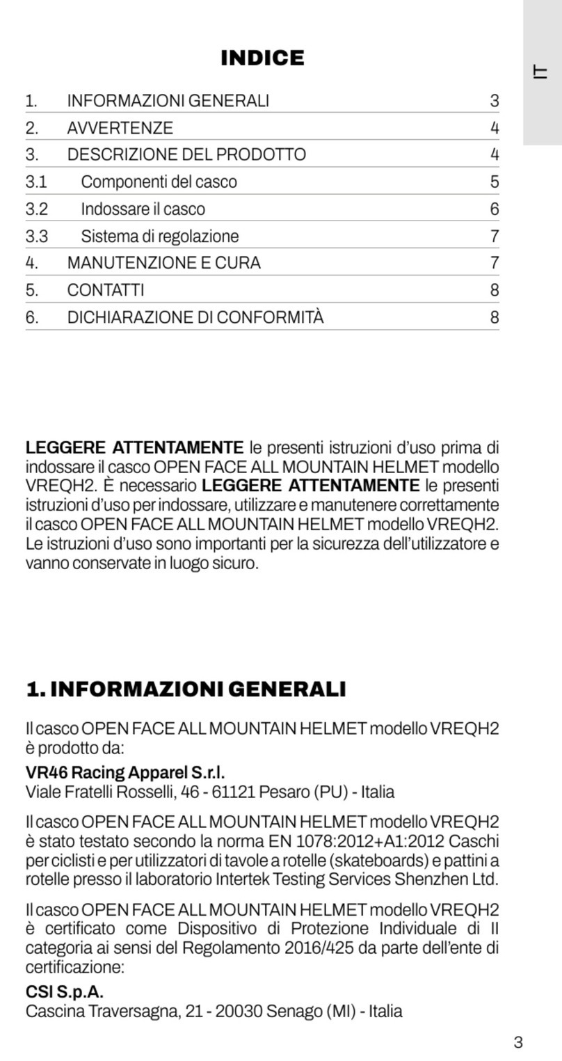 VR EQUIPMENT VREQH2 User manual