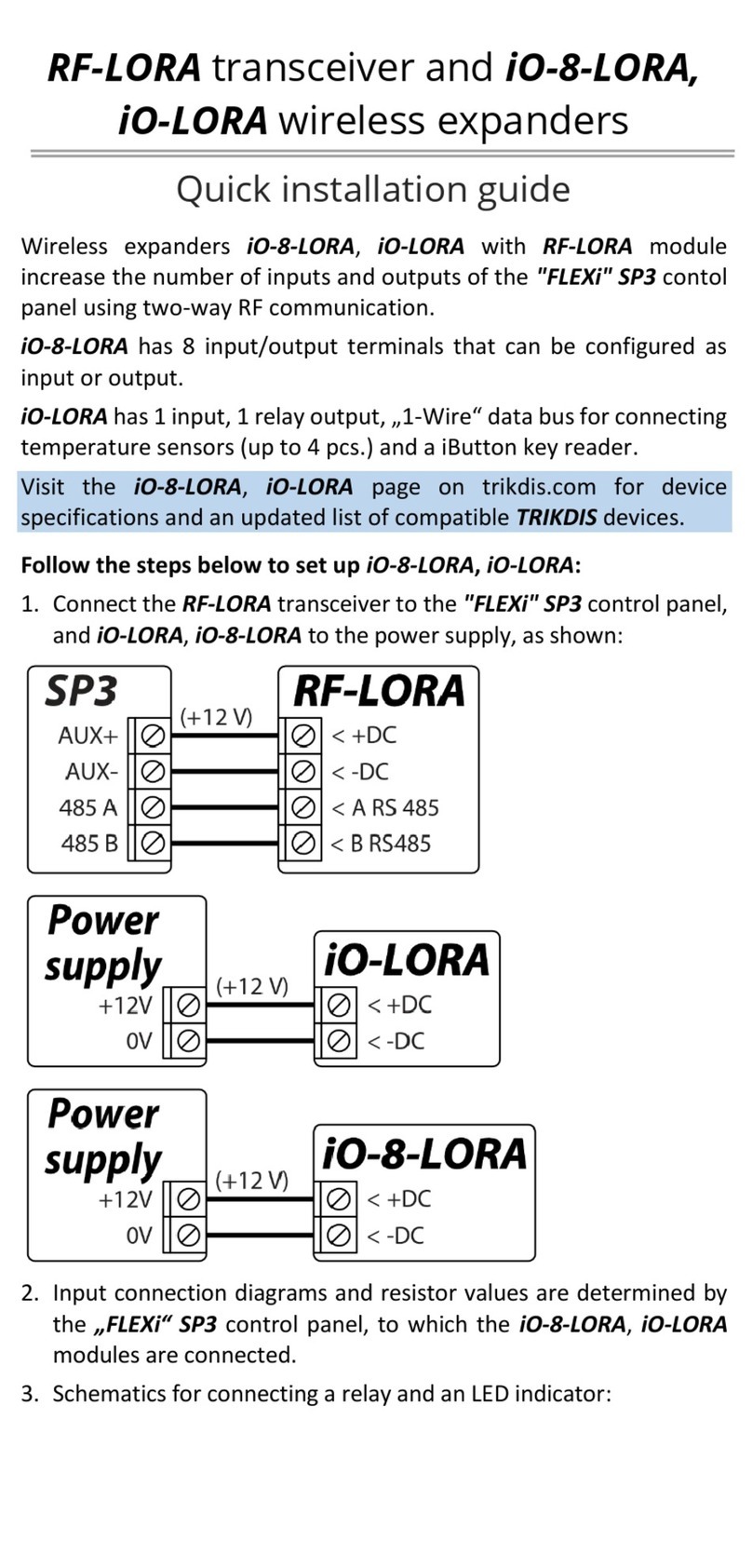 Trikdis iO-LORA Quick installation guide