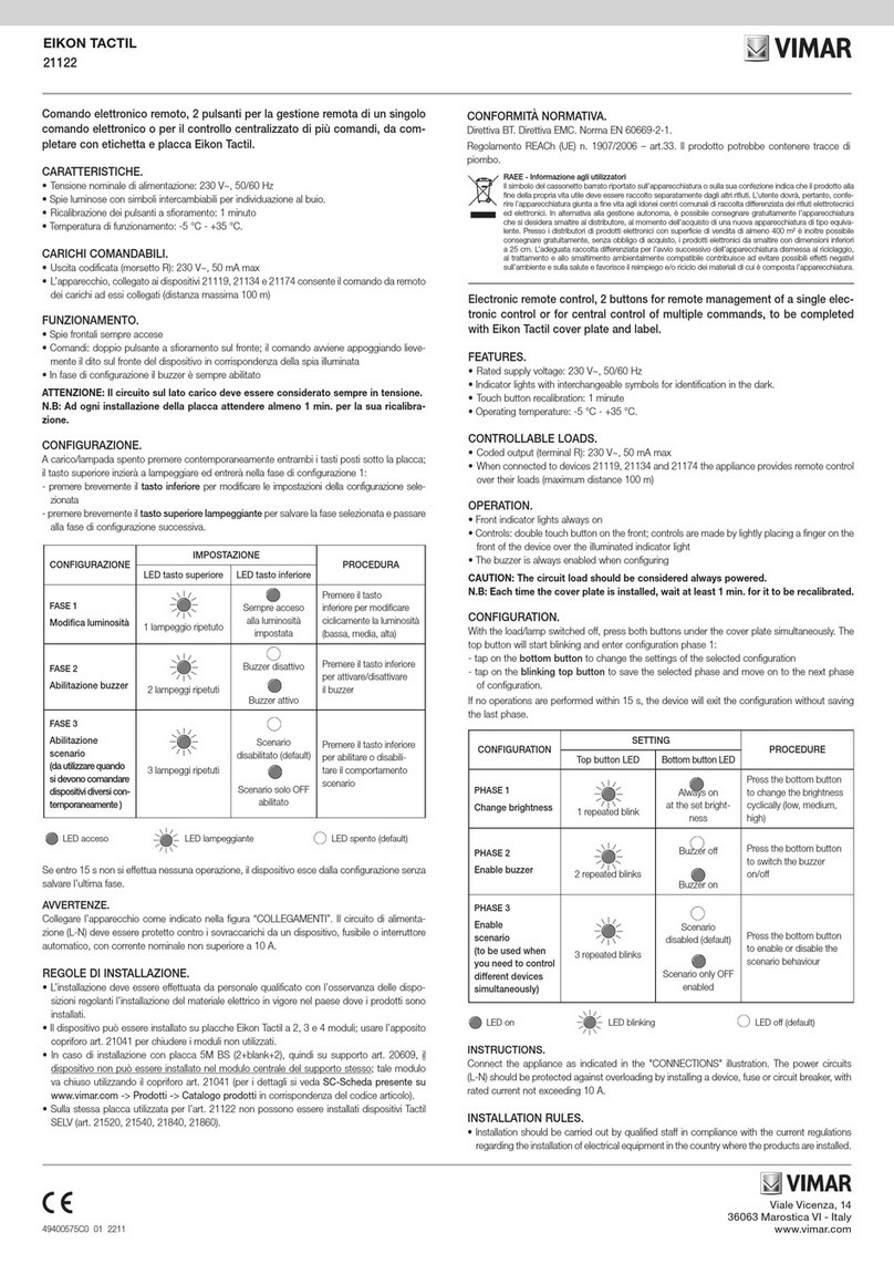 Vimar EIKON TACTIL User manual Vimar EIKON TACTIL User manual