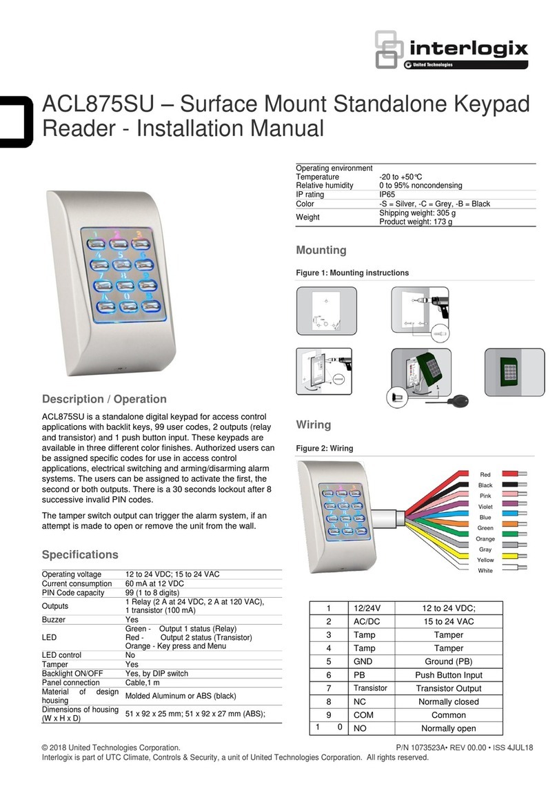 United Technologies interlogix ACL875SU installation manual