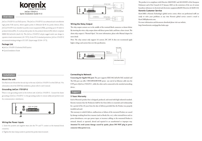 BeiJer Korenix JetCon 1701GP-U Quick installation guide