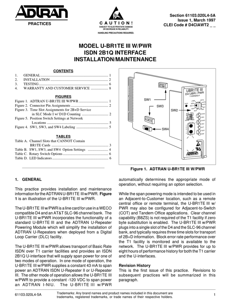 ADTRAN U-BR1TE Maintenance and service guide ADTRAN U-BR1TE Maintenance and service guide