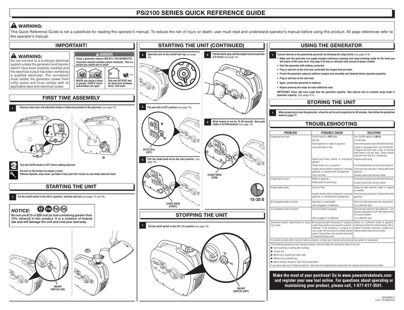 OWT Industries PSi2100 Series Quick reference guide