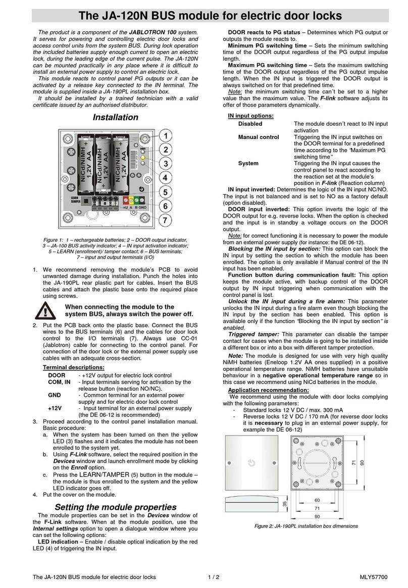 jablotron JA-120N quick start guide
