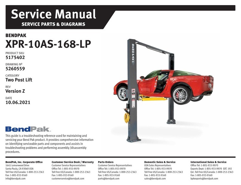 Bend-Pak XPR-10AS-168-LP Service manual Bend-Pak XPR-10AS-168-LP Service manual
