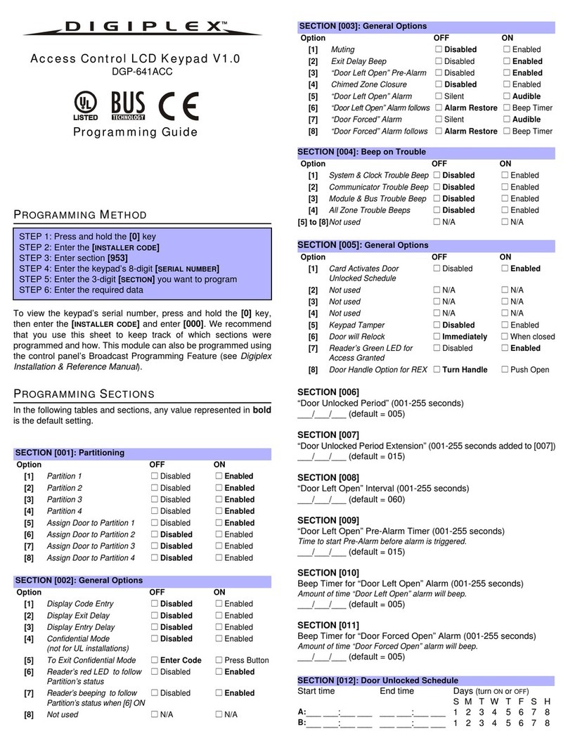 Digiplex DGP-641ACC Operating instructions
