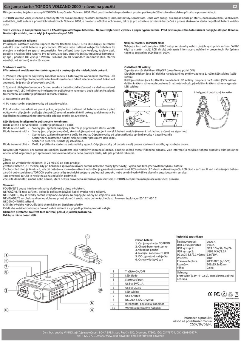 Best Power TOPDON VOLCANO 2000 quick start guide Best Power TOPDON VOLCANO 2000 quick start guide